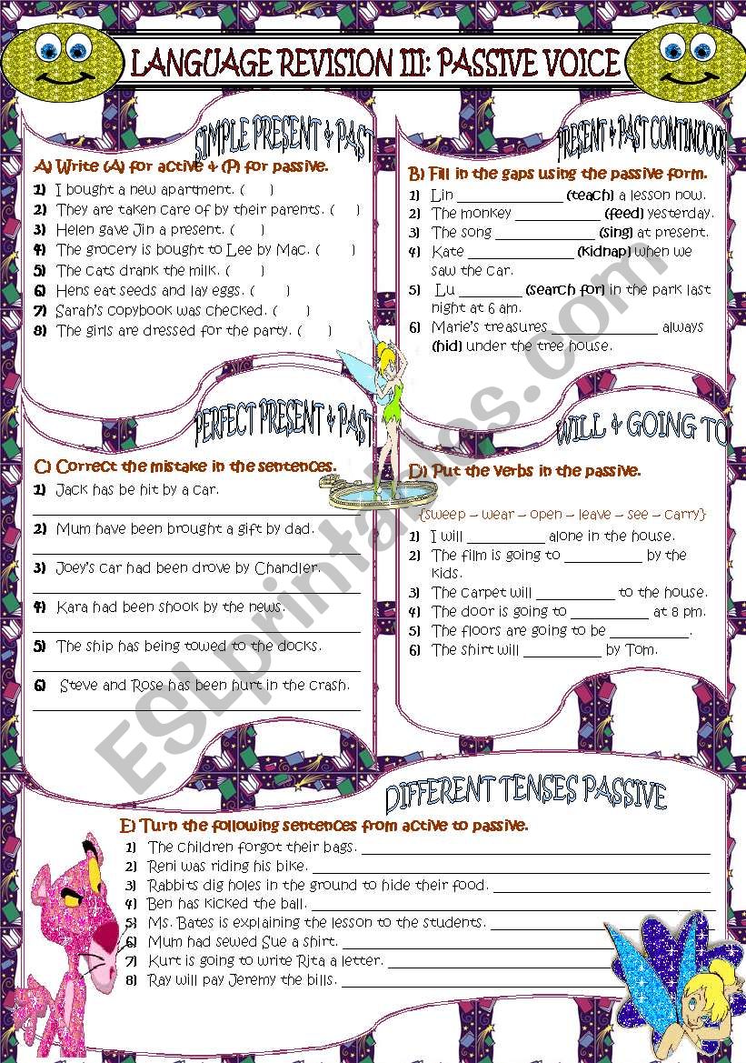 Language Revision three: The Passive Voice (Different Tenses)