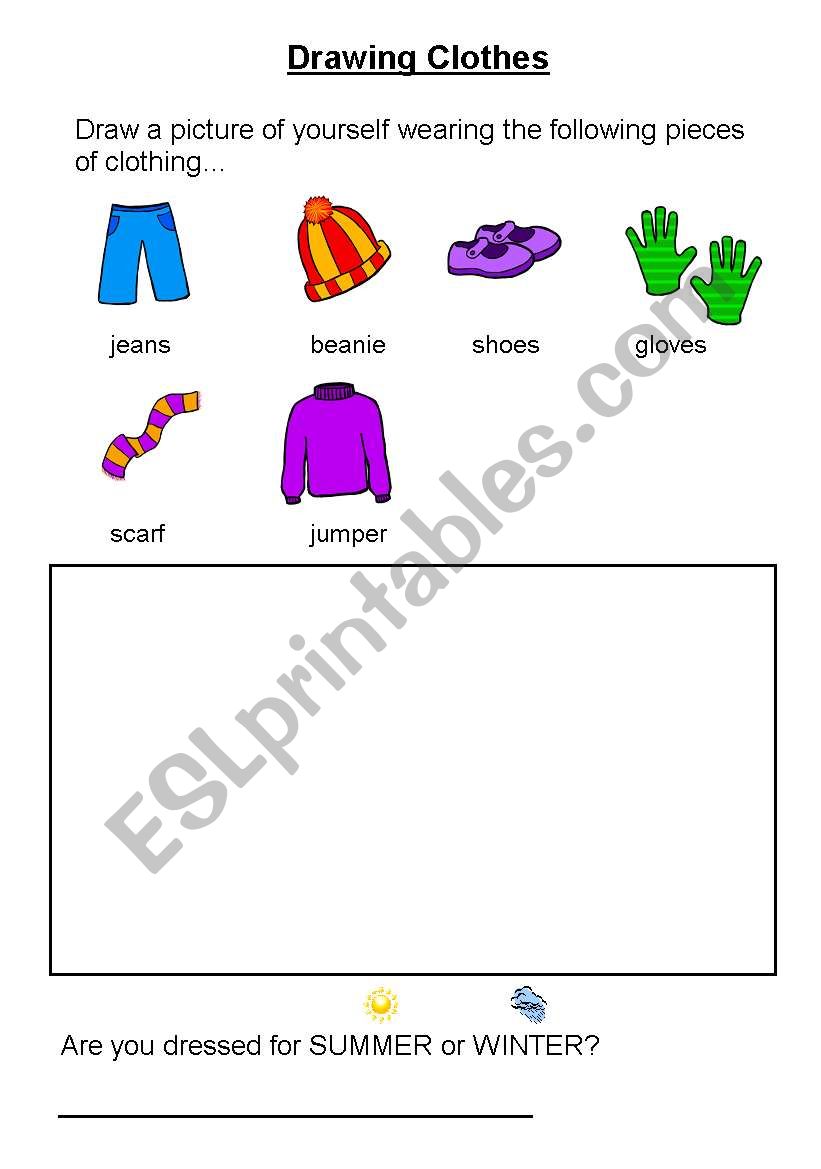 Drawing Clothes worksheet