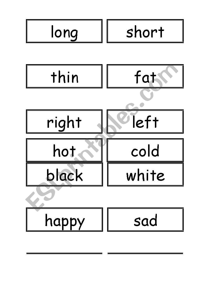 adjectives memory cards worksheet