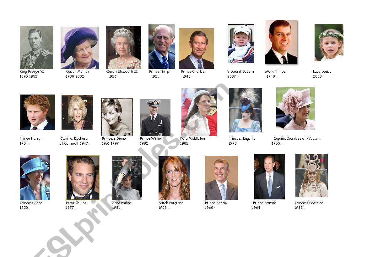 Royal family tree worksheet
