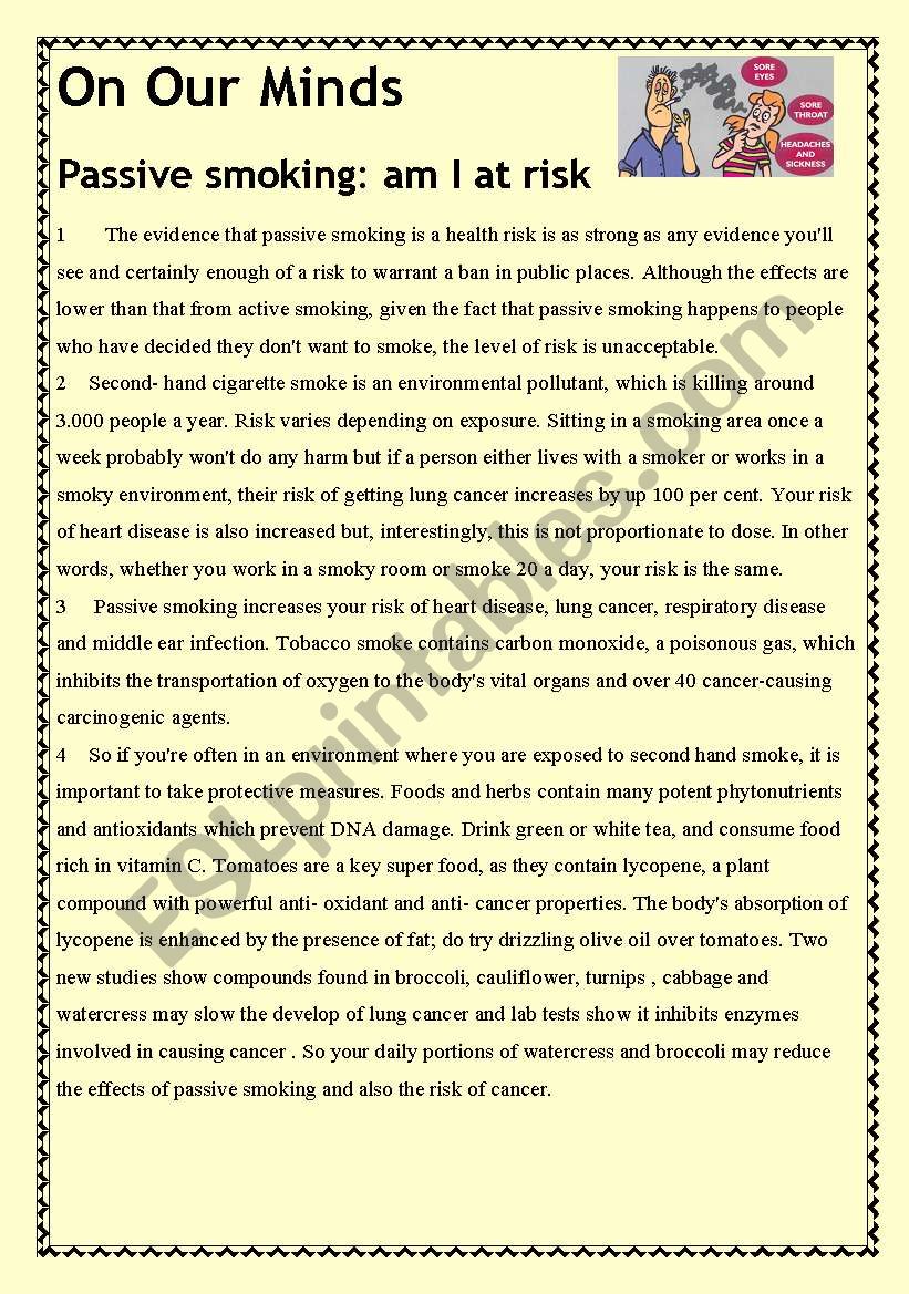 Passive Smoking worksheet