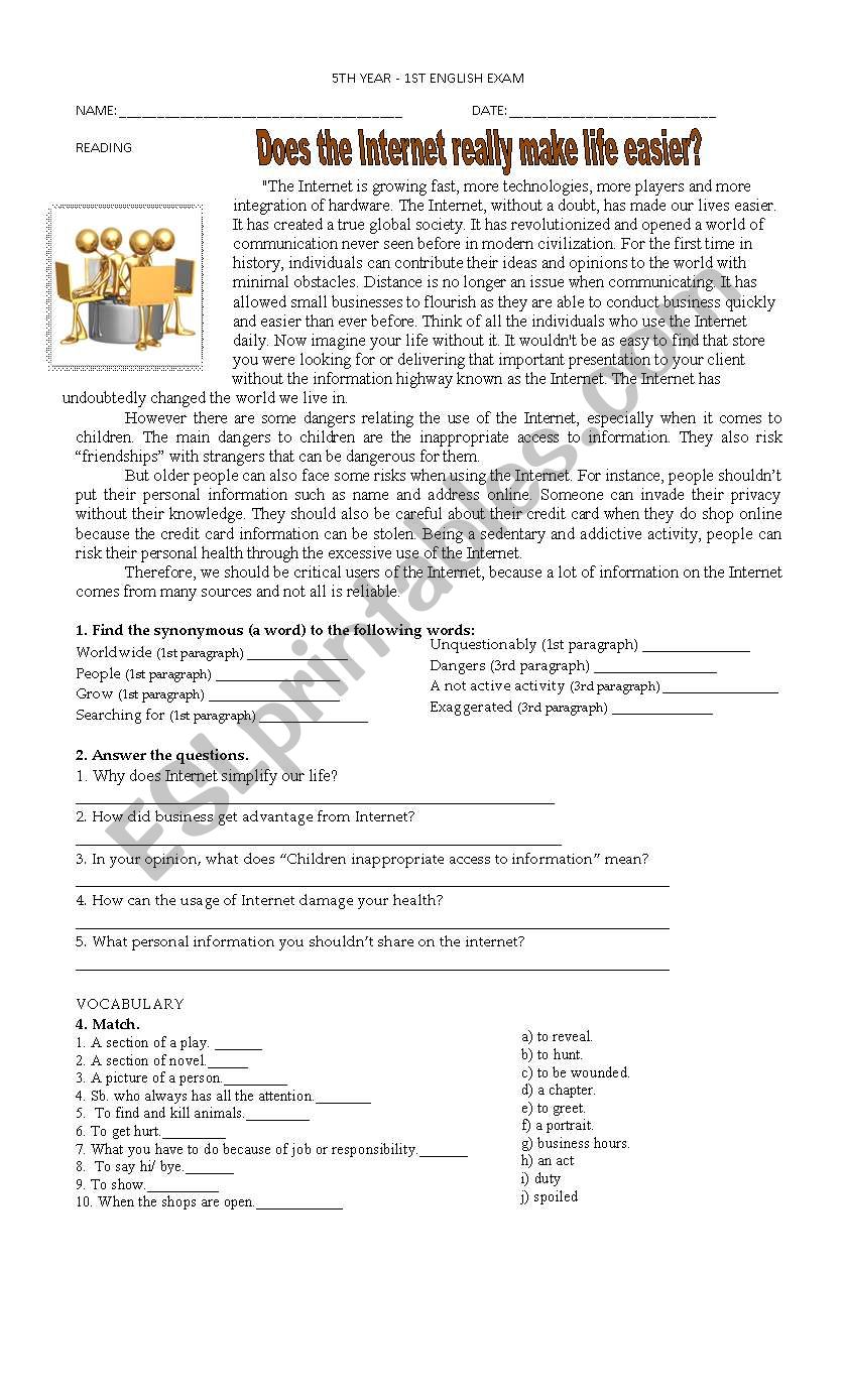 NARRATIVE TENSES/FUTURE EXAM worksheet