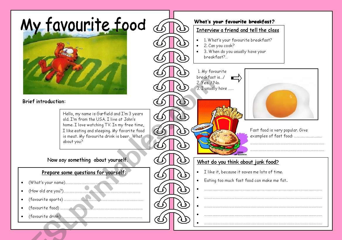 My favourite food worksheet