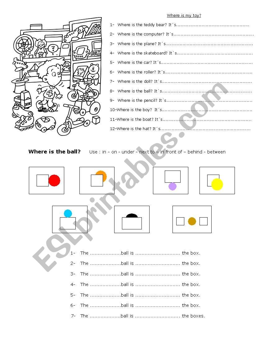 Prepositions of place worksheet