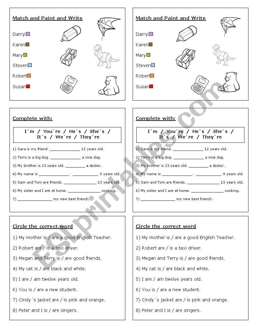 Quick rewiev TO BE verb worksheet