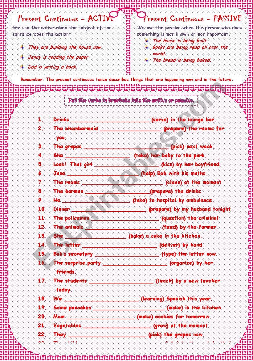 ACTIVE OR PASSIVE - present continuous