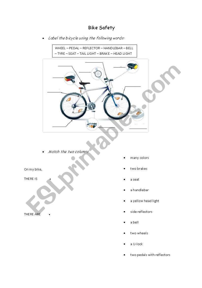 Bike Safety worksheet