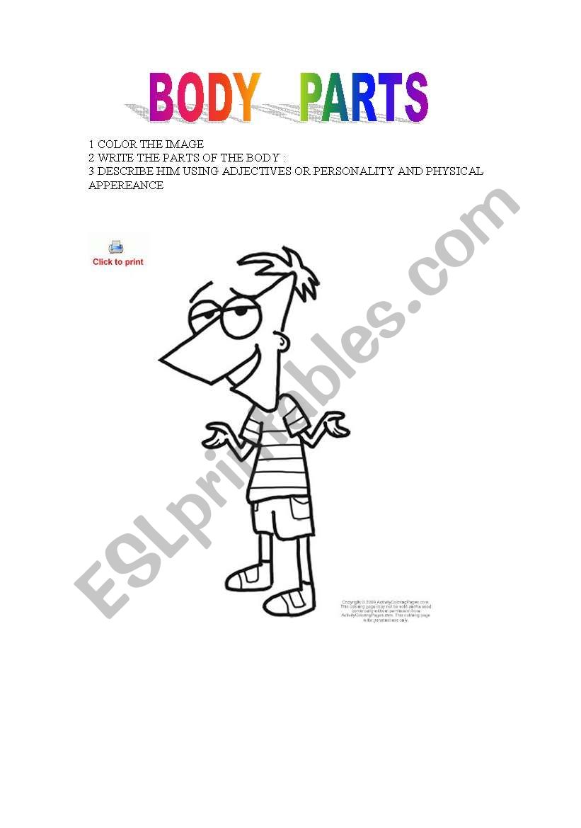 BODY PARTS WORKSHEET worksheet