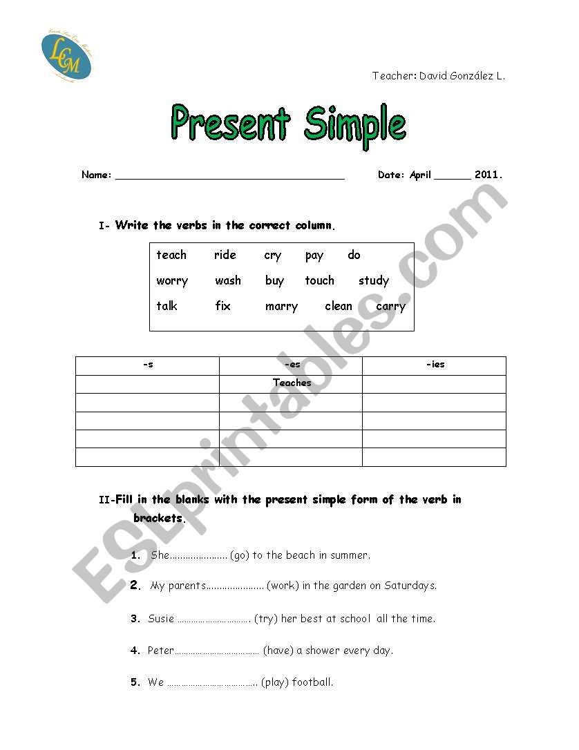 Present simple worksheet