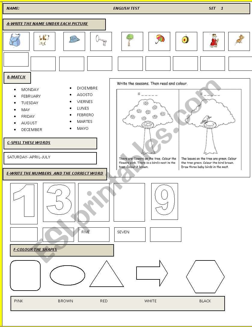 TEST 4TH GRADE worksheet