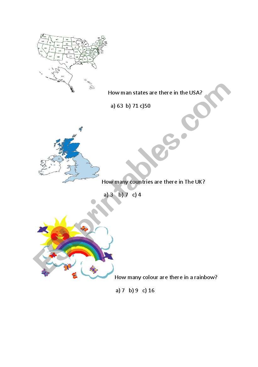 Numbers Quiz worksheet