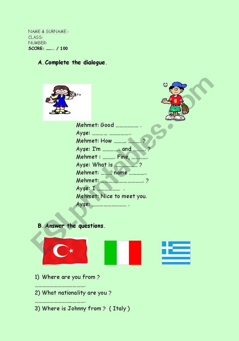 greeting and countries &nationalities