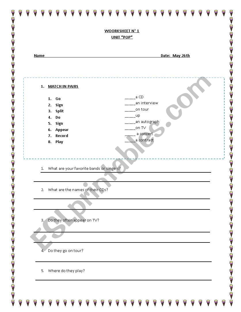 Music worksheet