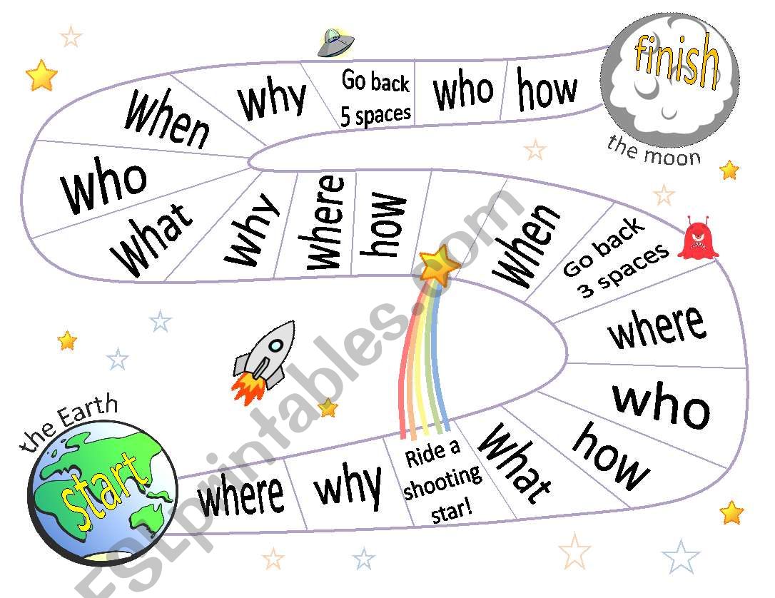 Question practice board game  --space theme