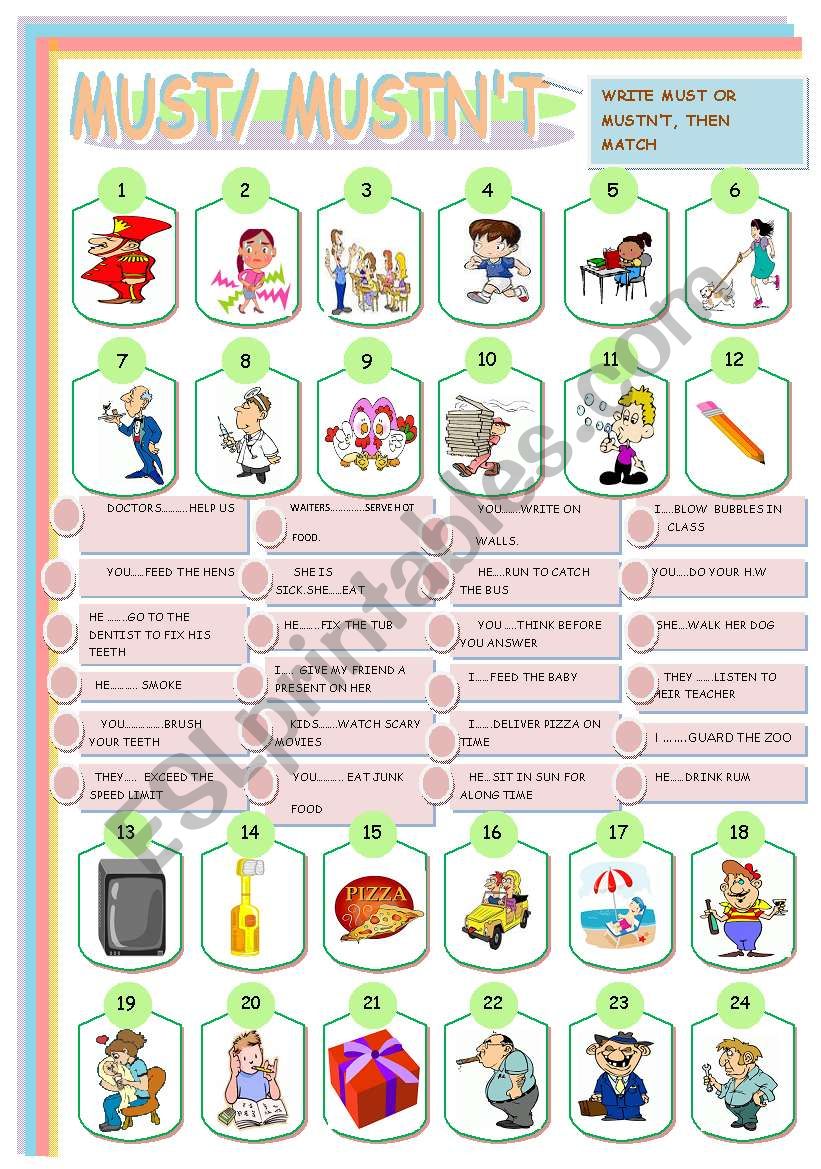 MUT/MUSTNÂ´T worksheet