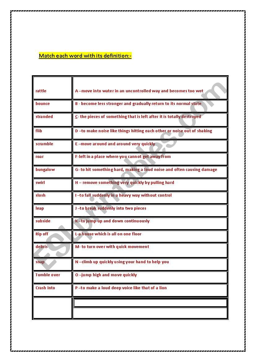 vocabulary worksheet worksheet