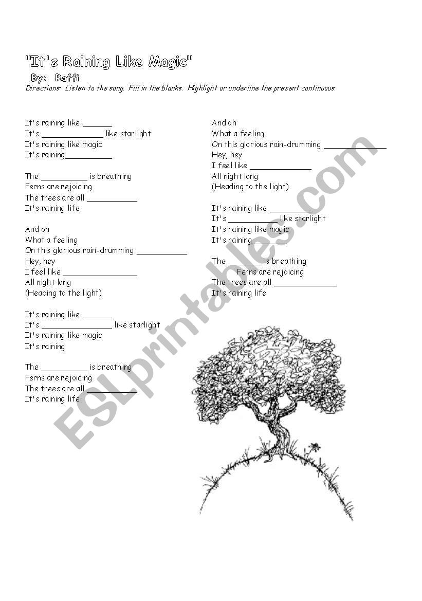 Present Continuous in a song worksheet