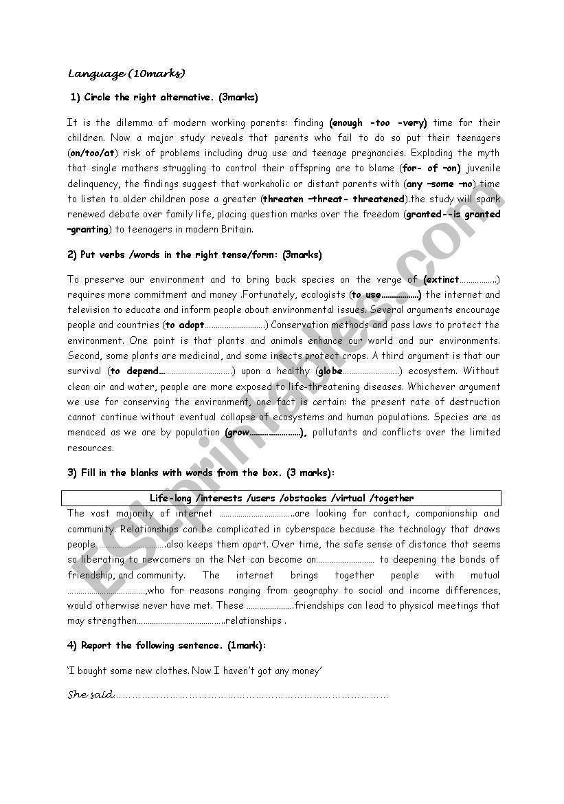 for tunisian students 2 form worksheet