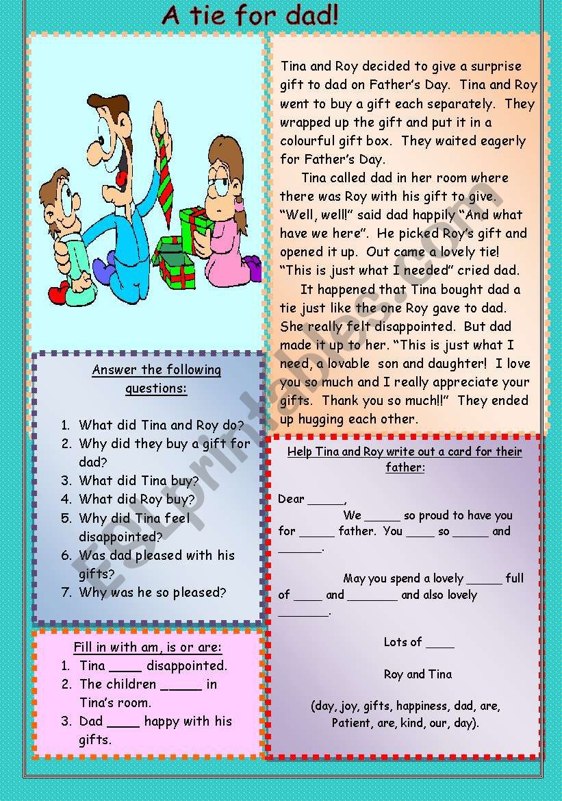 A tie for dad! worksheet