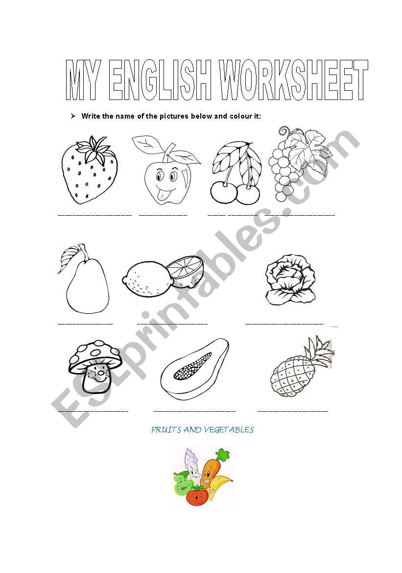 FRUITS AND VEGETABLES worksheet