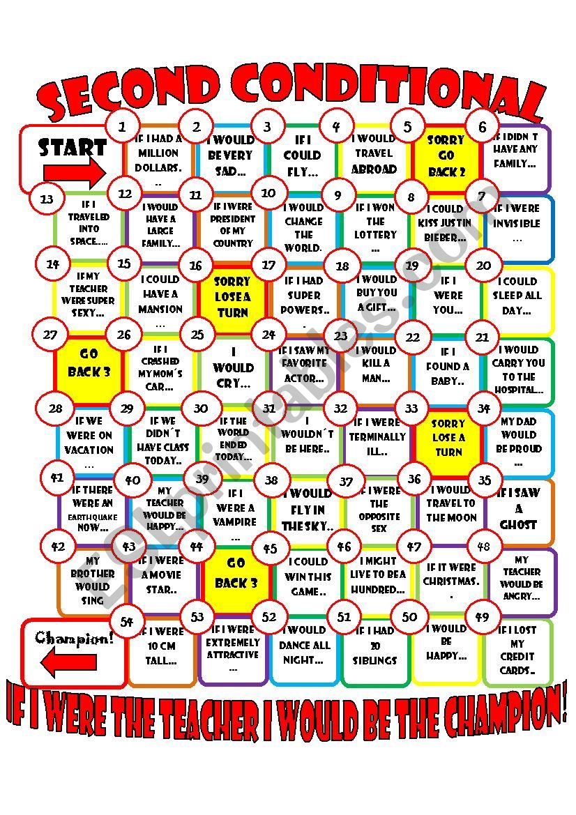 type 2 conditional board game worksheet