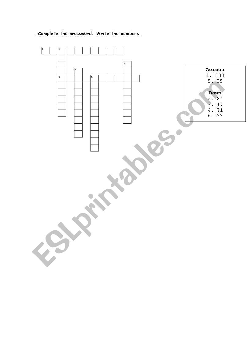 Numbers worksheet