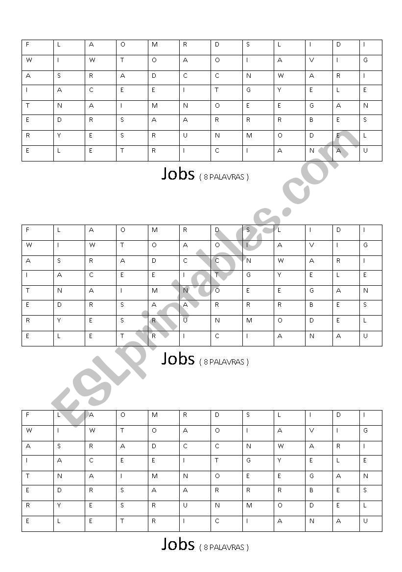 find  the words about jobs  worksheet