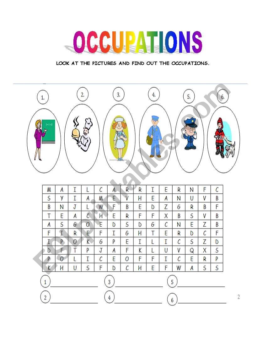  OCCUPATIONS. worksheet