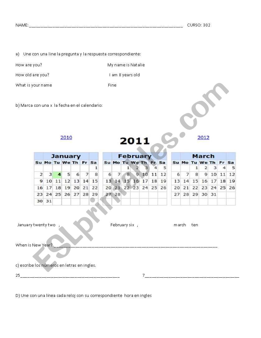 EVALUATION ANIMALS, TIME, MONTHS AND GREETINGS