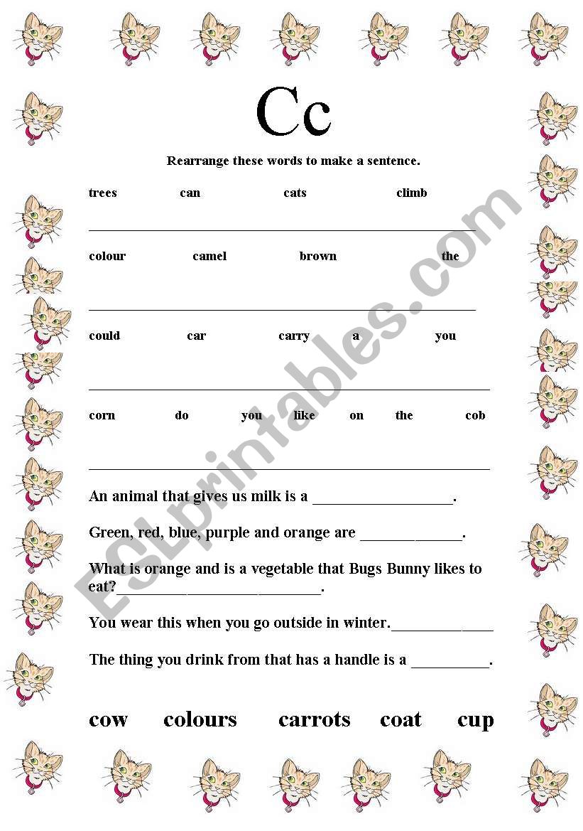 The letter C worksheet