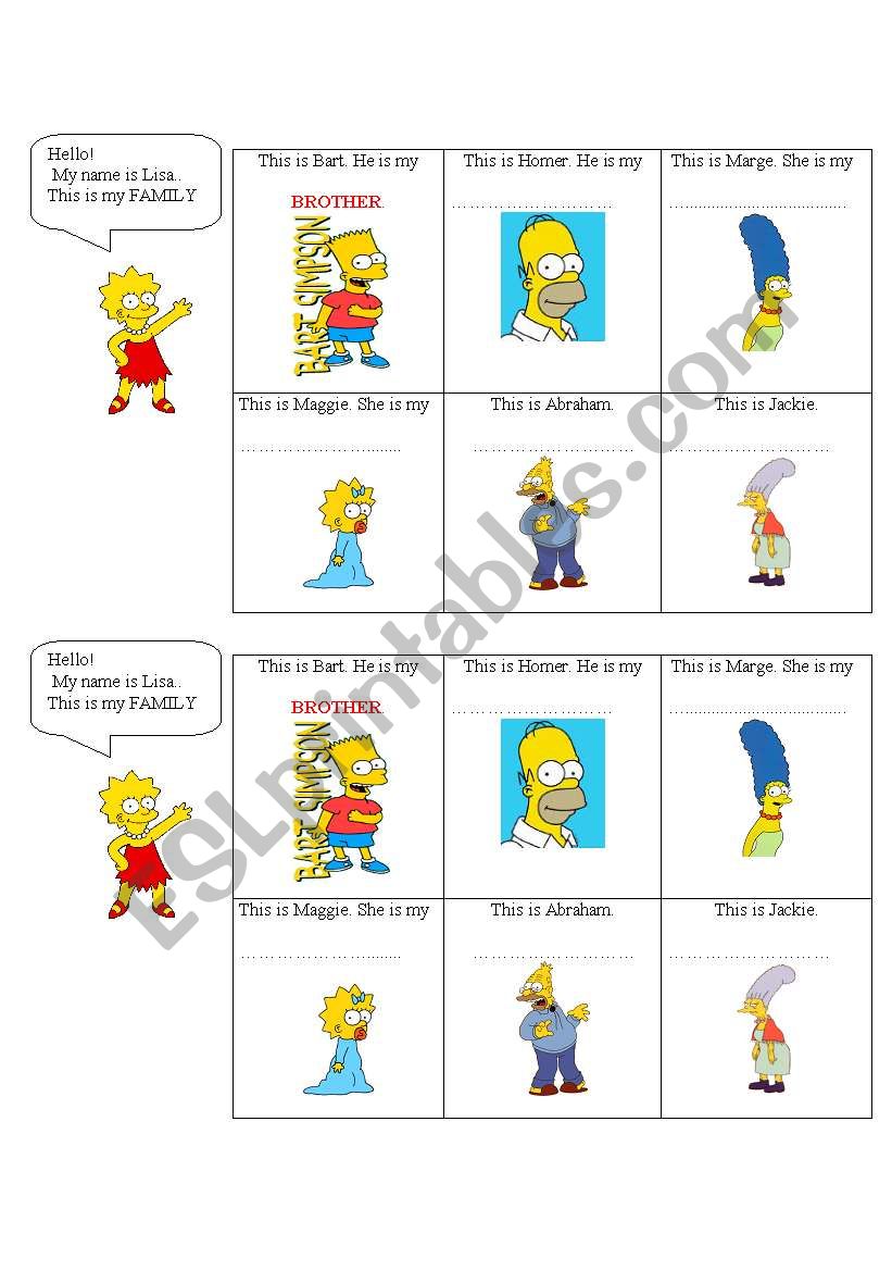 Family members - The Simpsons worksheet