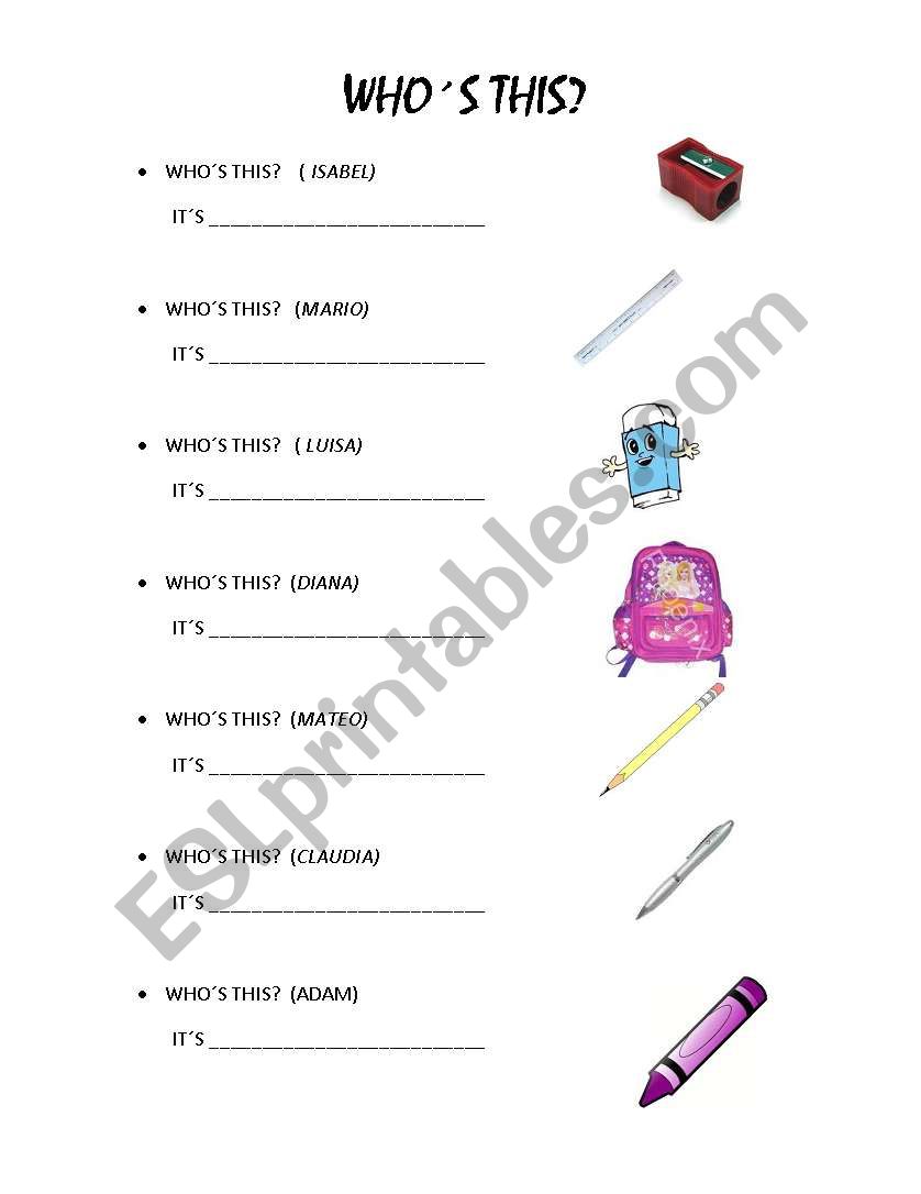 WHOS THIS? worksheet