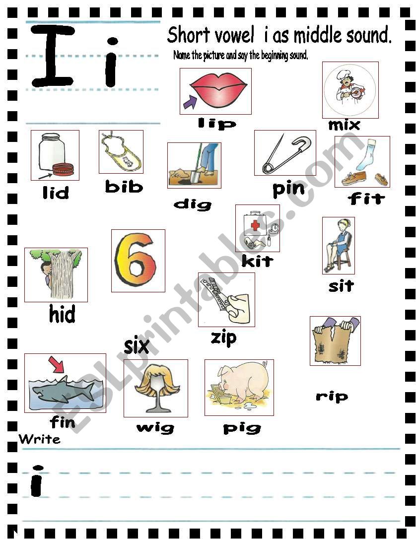 ABC - short vowel i as middle sound