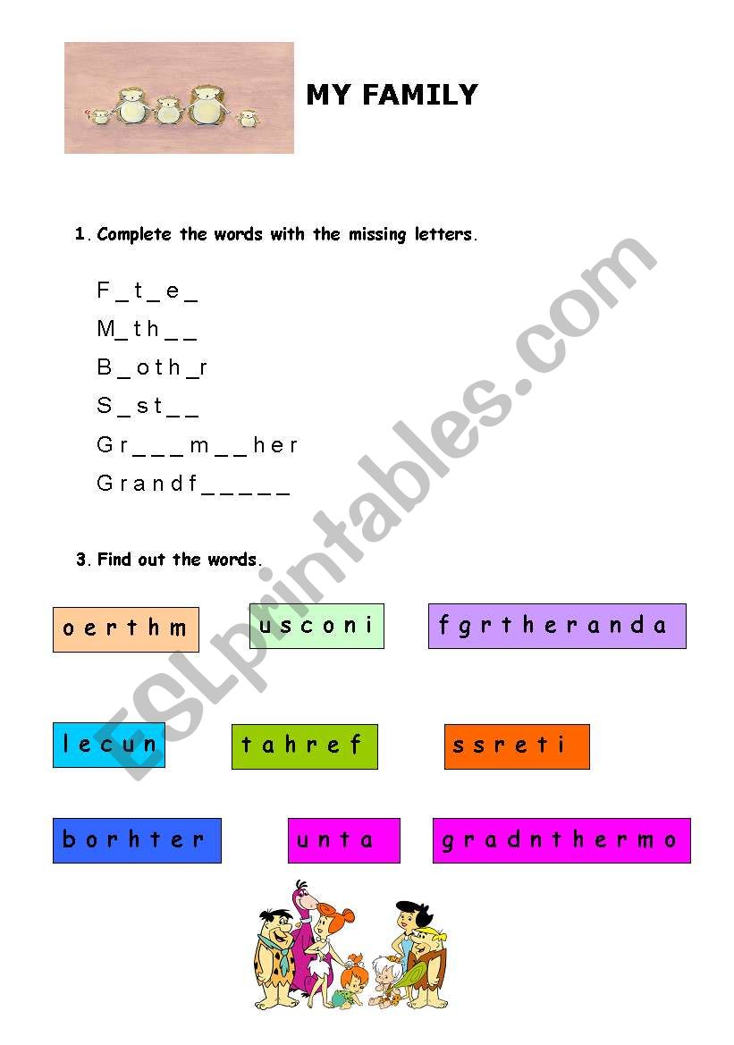 Family vocabulary worksheet