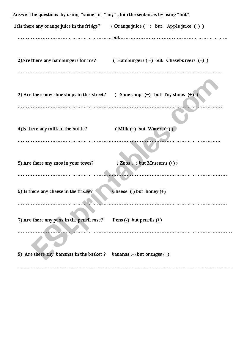 some  and any worksheet