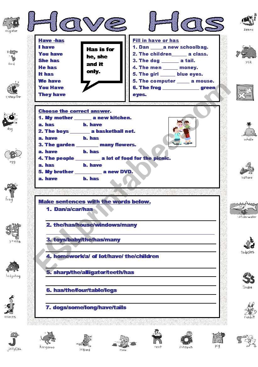 Have has worksheet worksheet