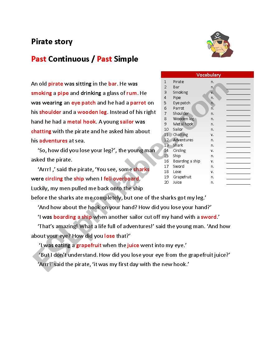 Pirates Past continuous / Past Simple