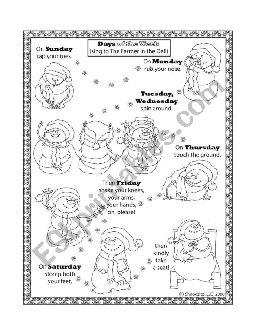 Days of the week worksheet