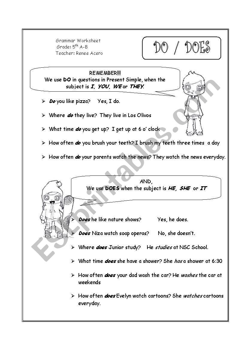 Do / Does worksheet