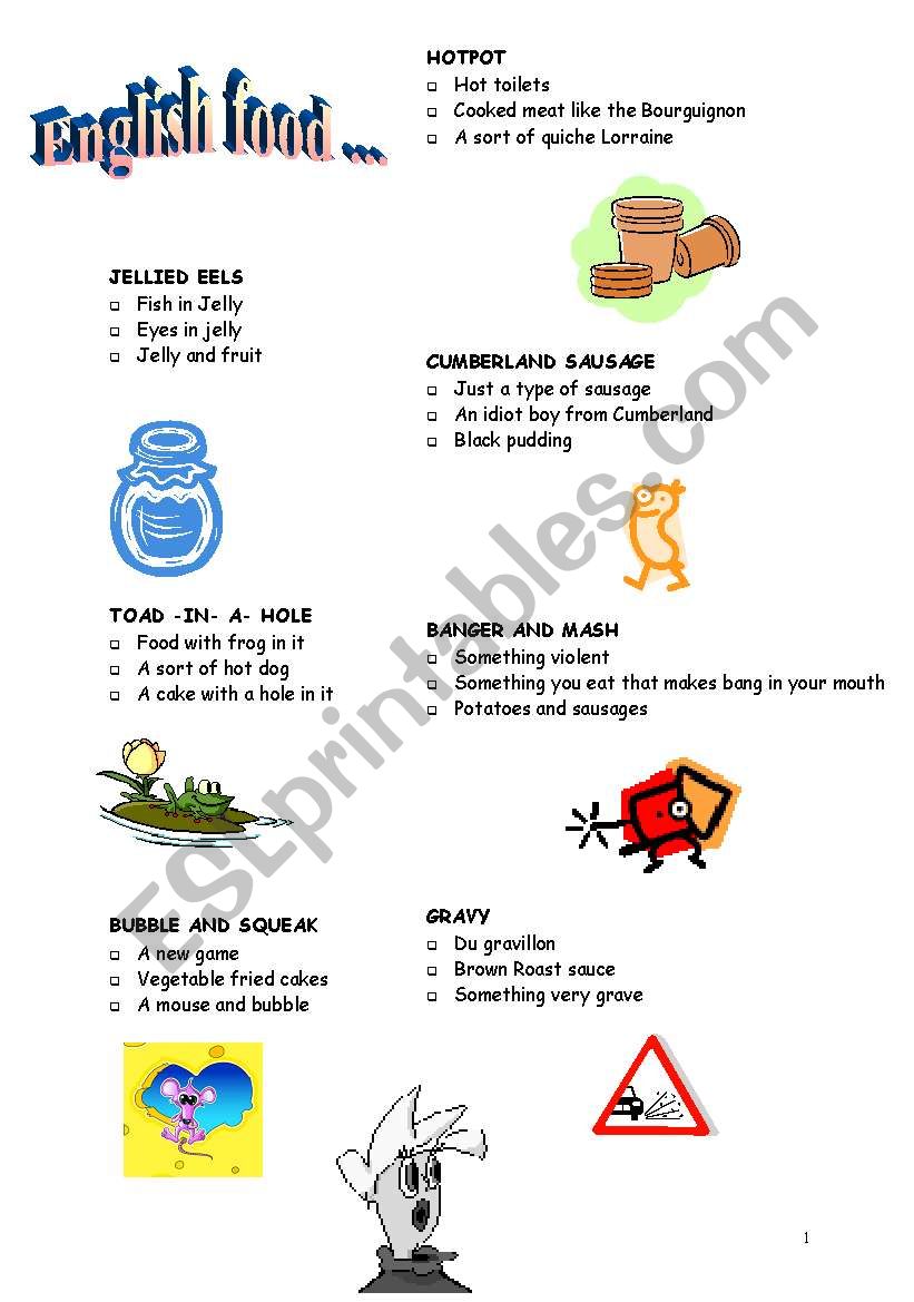 special food worksheet