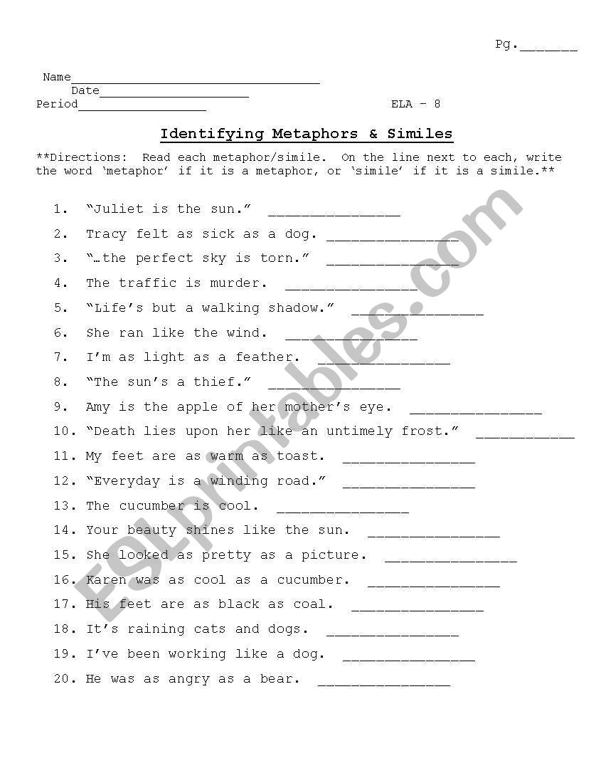 Identifying Similes & Metaphors