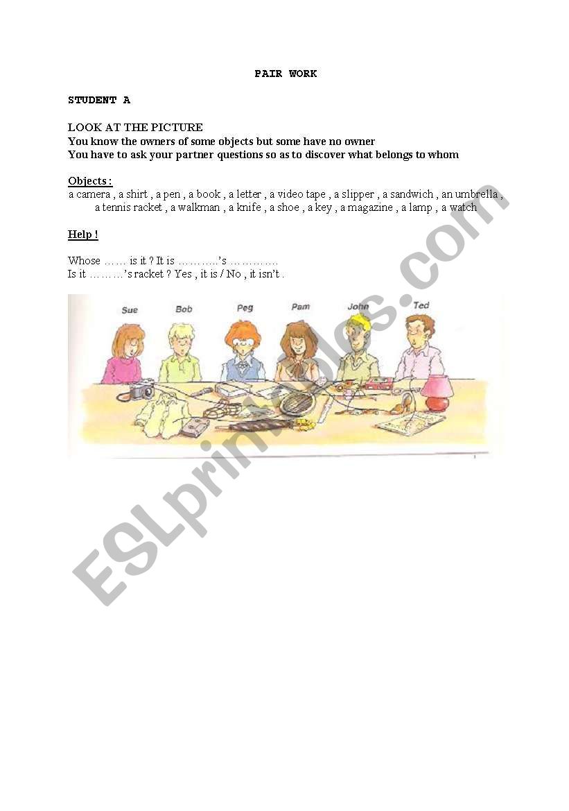 PAIR WORK worksheet