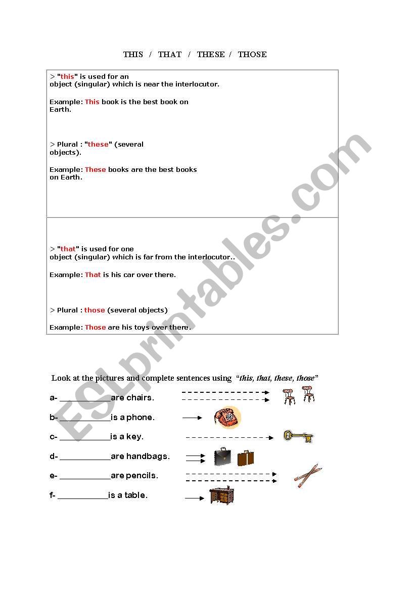 This / That / These / Those worksheet