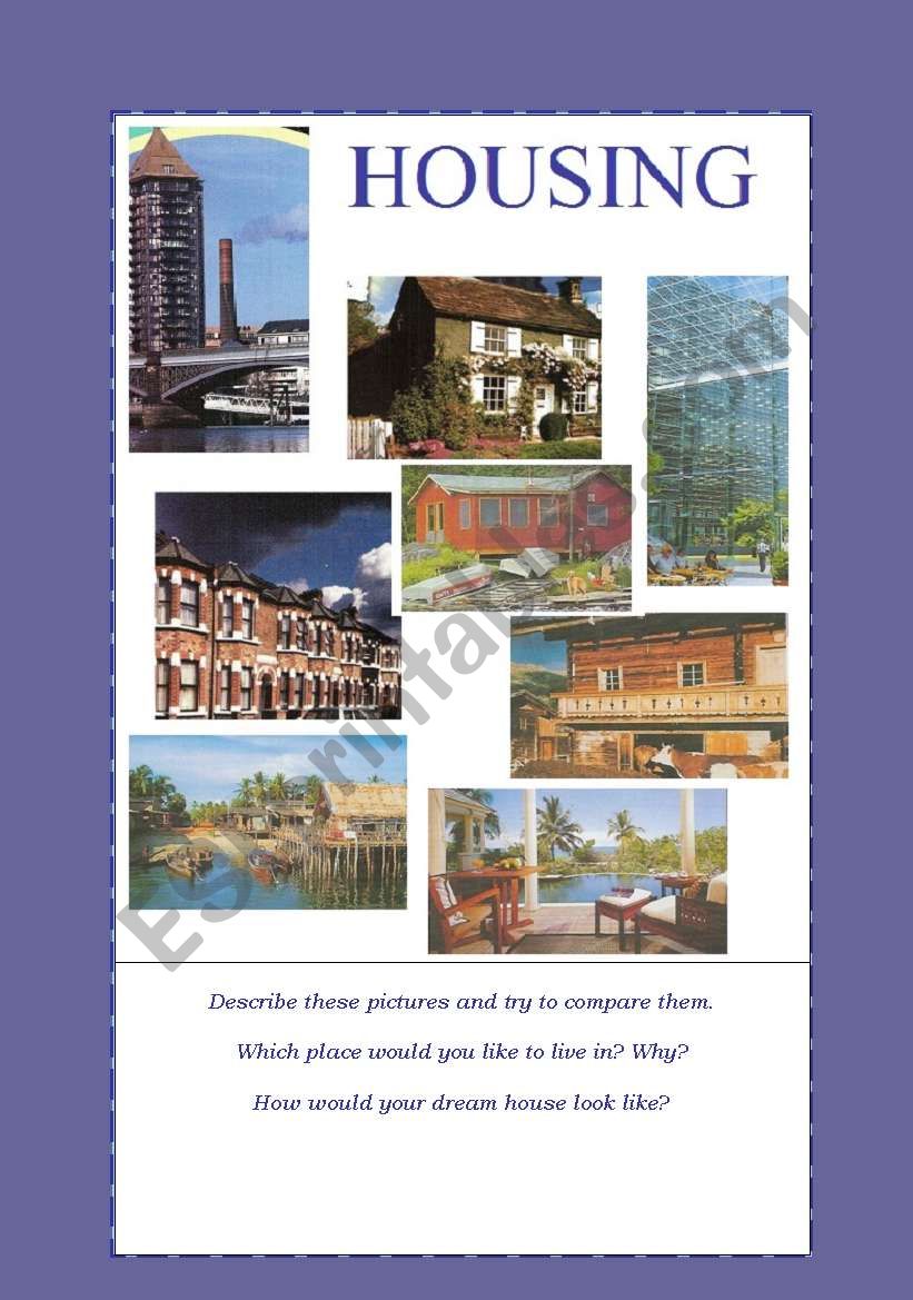 Speaking series: HOUSING worksheet