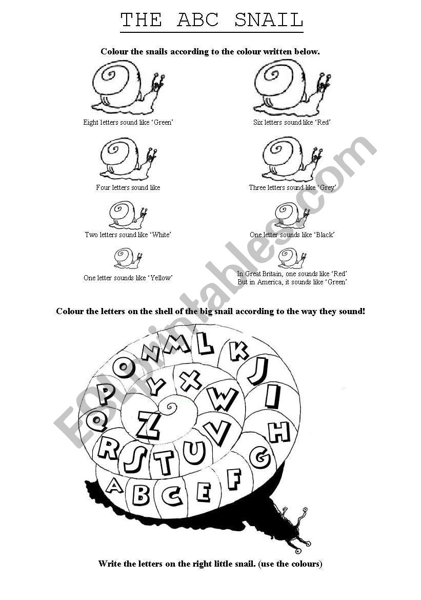 The ABC snail worksheet