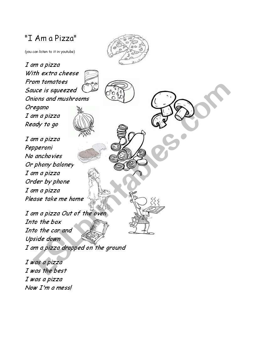 I am a pizza worksheet