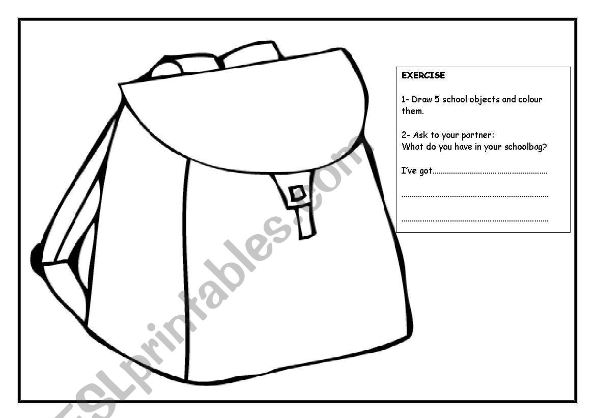 My school bag - ESL worksheet by BEATRIZ1