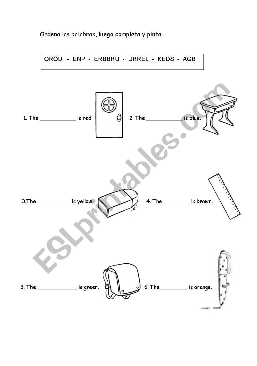 classroom objects worksheet worksheet