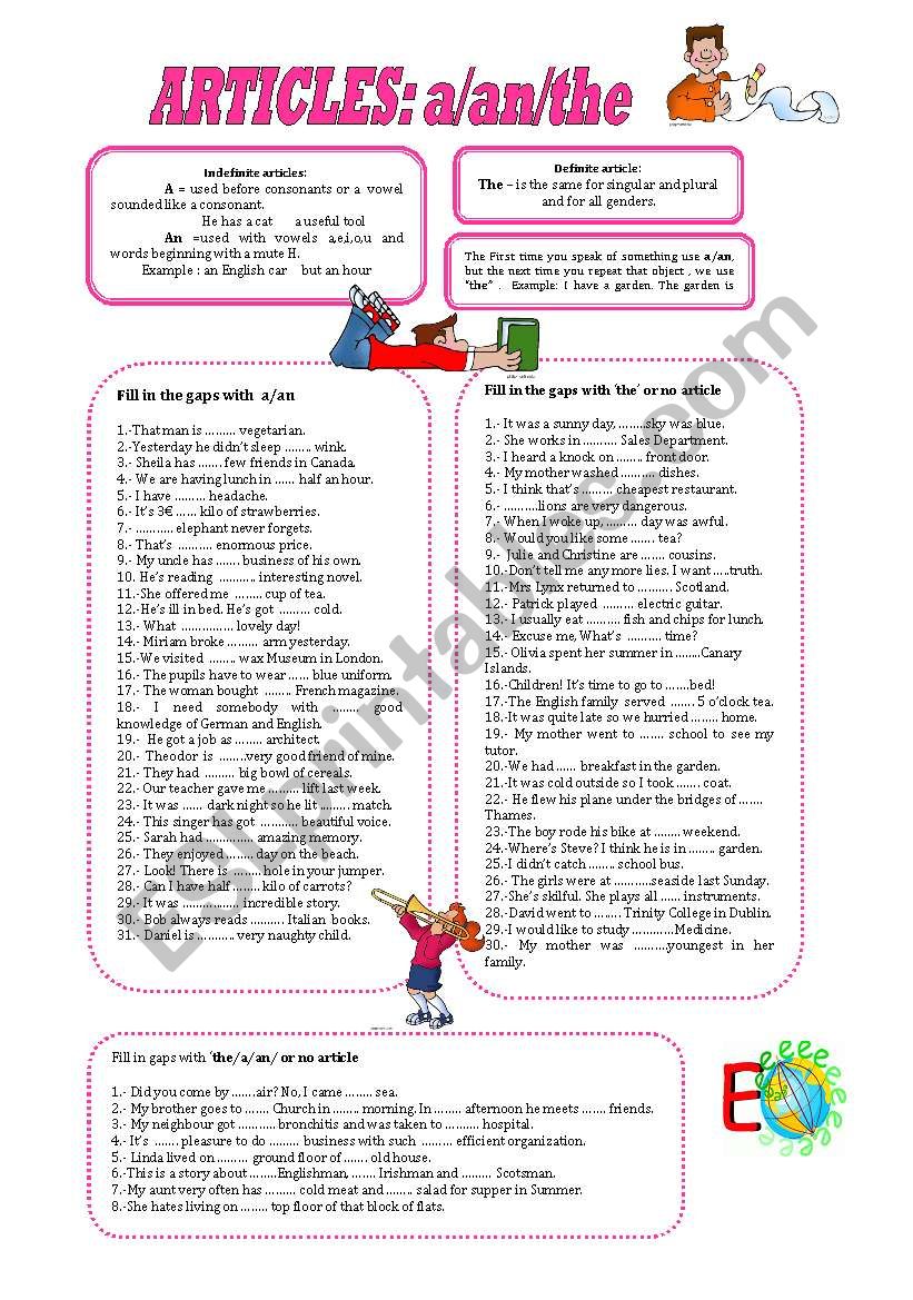 ARTICLES: DEFINITE AND INDEFINITE