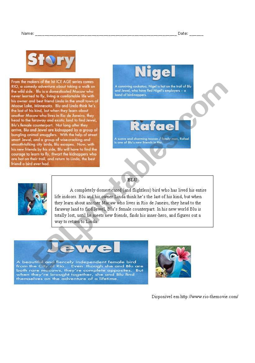 Rio - The movie worksheet